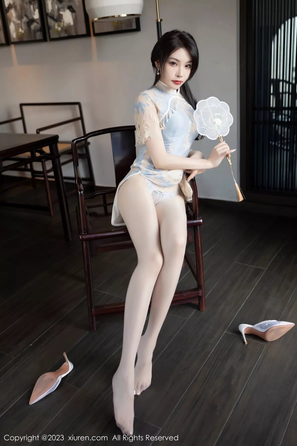 秀人集.com_[XiuRen秀人网]No.6434_女神徐莉芝Booty脱浅色旗袍露蓝浅色蕾丝内衣开档肉丝诱惑写真87P