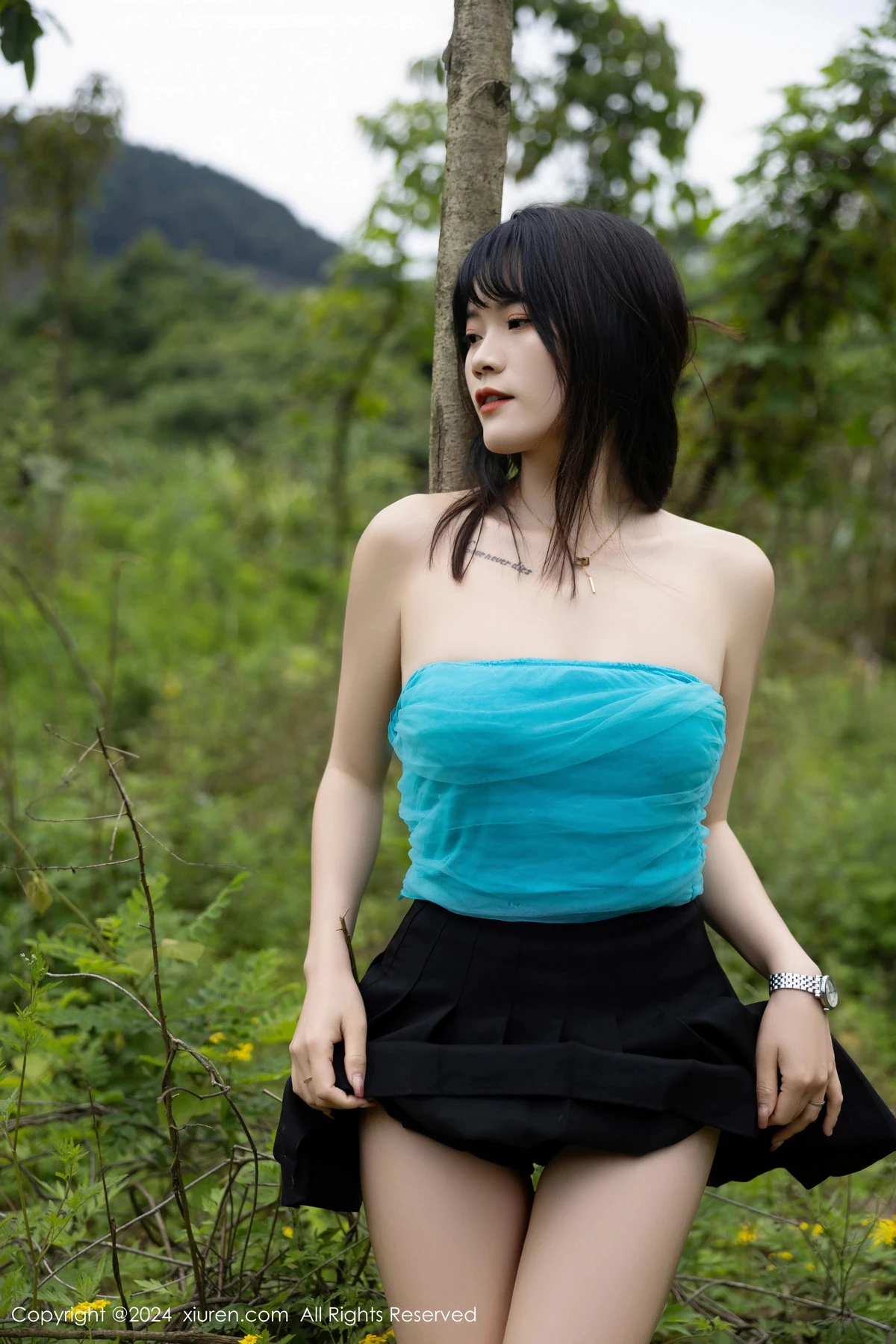 秀人集.com_[XiuRen秀人网]No.8586_模特唐安诺户外性感黑色百褶裙配黑色丝袜秀曼妙身姿迷人写真81P
