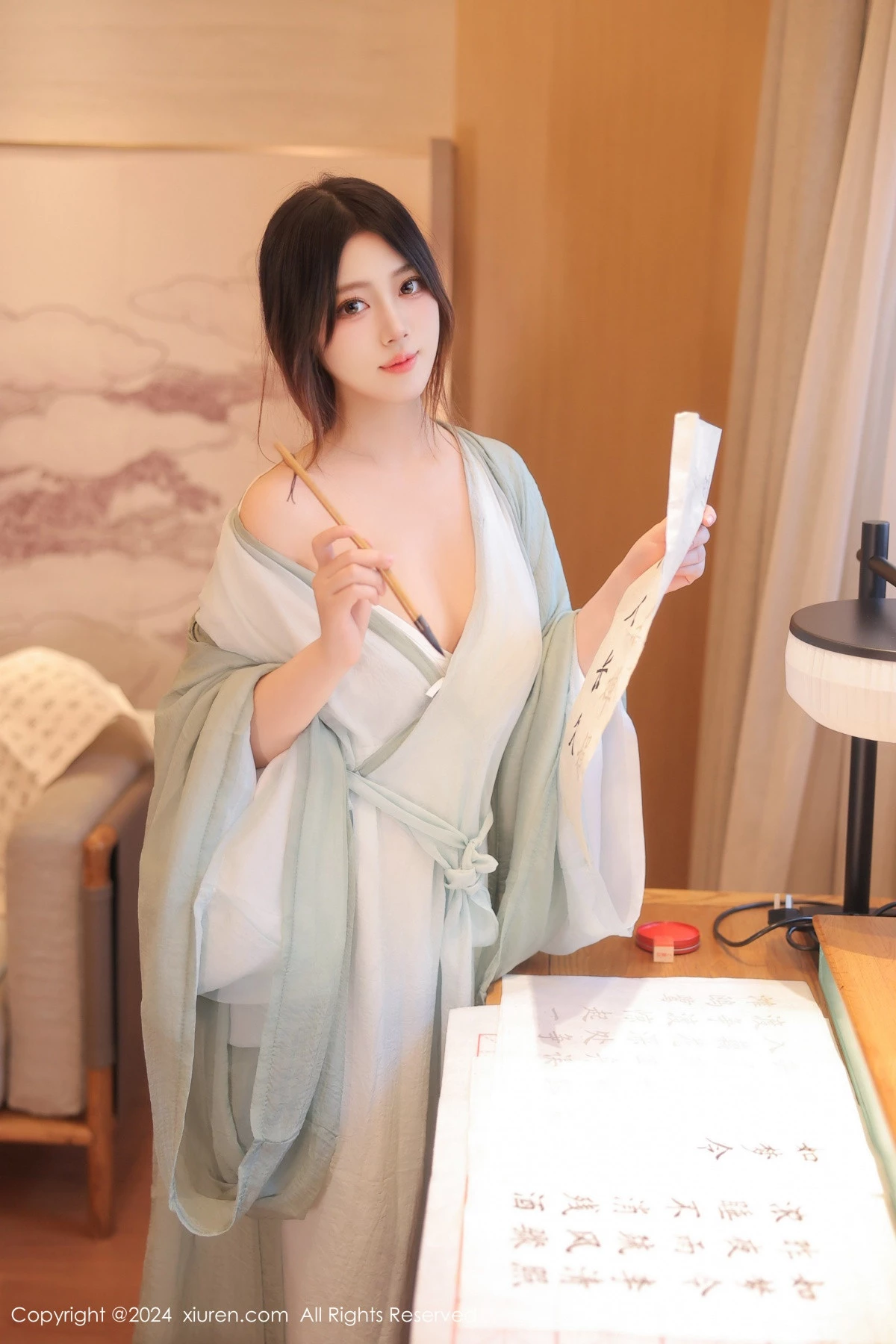 秀人集.com_[XiuRen秀人网]No.8937_模特蛋蛋宝私房性感绿色古装服饰配超薄肉丝秀丰腴身姿诱惑写真83P